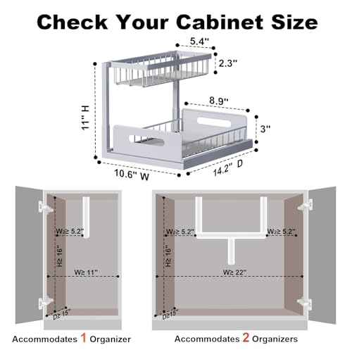 Under Sink Organizer, L-Shaped 2 Tier Pull Out Cabinet Organizer - Image 3