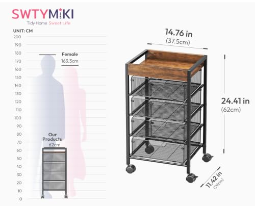 Rolling Cart with Drawers - Under Desk Storage Cart - Image 4