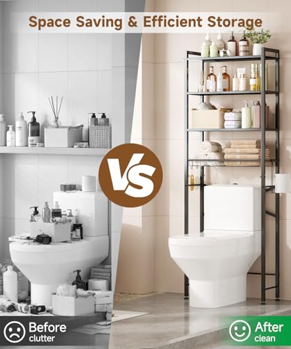 Over the Toilet Storage Rack,4-Tier Adjustable Bathroom - Image 5