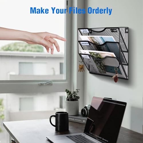 BOHDK Wall File Organizer, 3 Tire Hanging File Folder Mail - Image 4