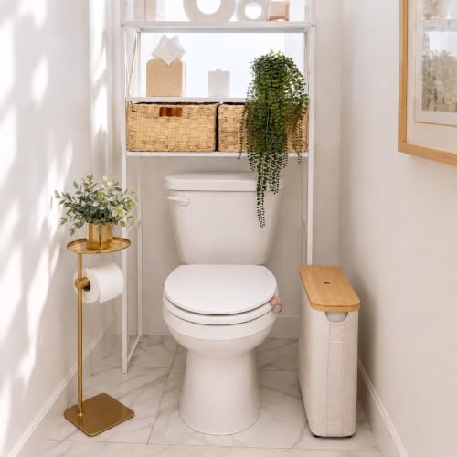 StorageWorks Toilet Paper Storage Basket with Bamboo Lid & Window - Image 3
