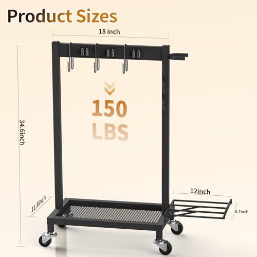 Broom Holder with Cleaning Supplies Organizer, 18" Wx11.8 Dx34.6 - Image 3