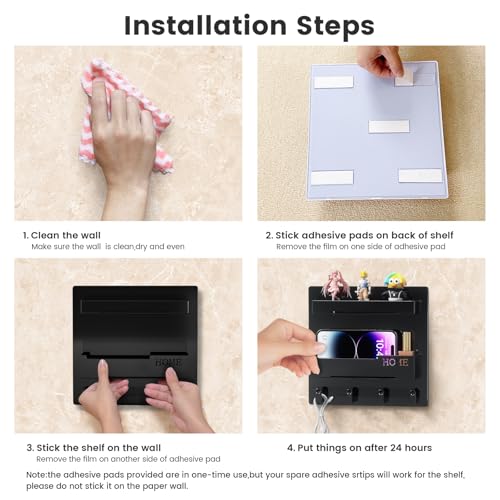 Bedside Wall Organizer, Wall Mount Self Stick On - Image 5