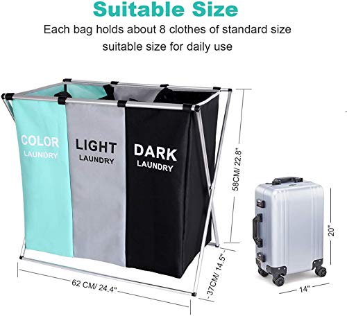 135L Laundry Cloth Hamper Sorter Basket Bin Foldable 3 - Image 4