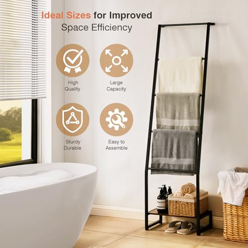 DGWJSU Blanket Ladder, 5 Tier Ladder Shelf - Image 7