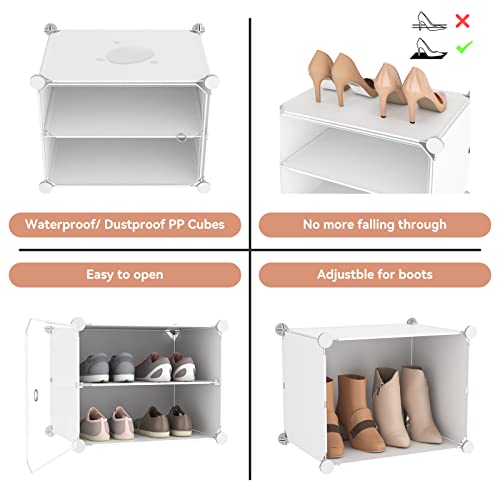 LANTEFUL 10 Tier Shoe Storage Cabinet with Door, Portable Narrow - Image 5