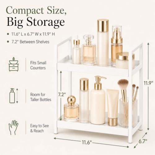 2 Tier Bathroom Counter Shelf Organizer for Skincare Makeup - Image 3