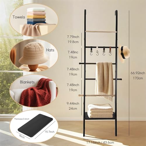 Wooden Ladder with Shelf for Decor, 6-Tier Decor Ladder - Image 3