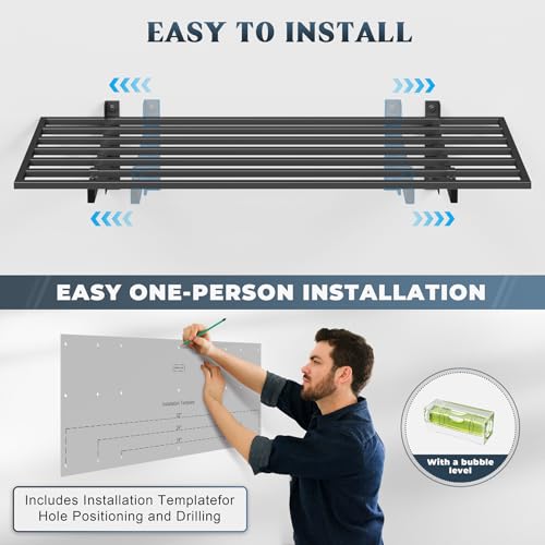 4 Pack Garage Shelving Wall Mounted with 16 Hooks, 1.5x4ft - Image 6