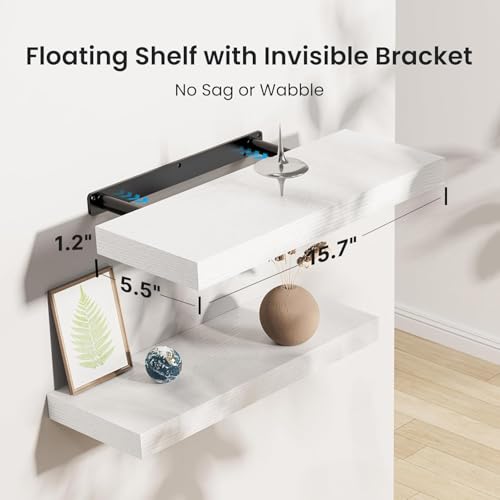 Amada 15.7" Floating Shelves for Wall Decor & Storage, Set of 3 - Image 4