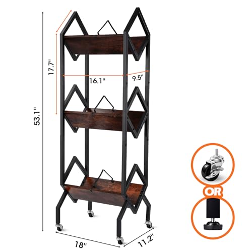 3 Tier Vinyl Record Storage Rack, 200-250 LP Storage Shelf - Image 4