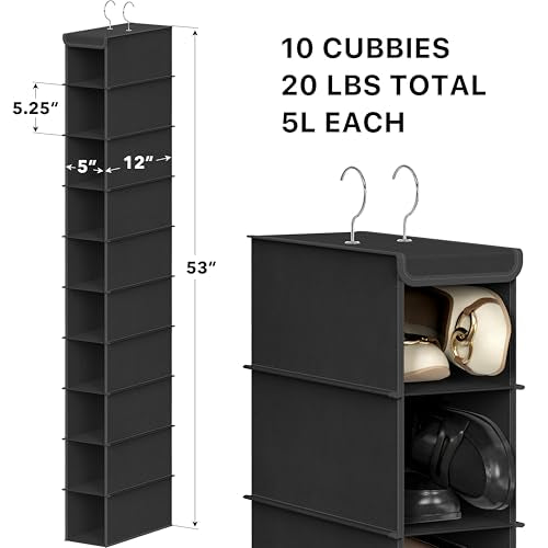 Simple Houseware 10 Shelves Closet Hanging Shoe Organizer, Black - Image 3