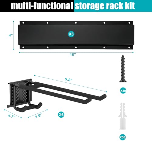 48" Garage Tool Organizer Wall Mount,Heavy Duty Adjustable Hooks - Image 4