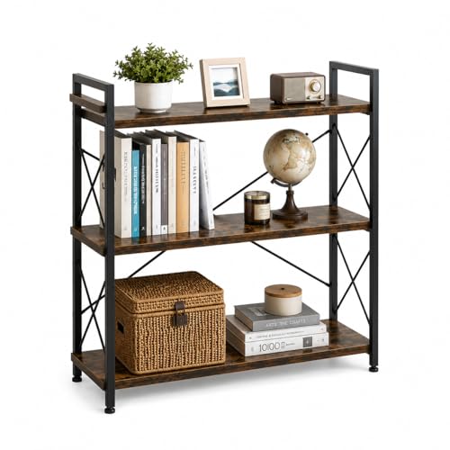 3 Tier Bookshelf, 32 x 36" Industrial Bookcase with Strong Metal - Image 2