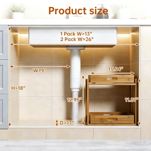 Bamboo Under Bathroom Sink Organizer - 2-Tier Pull O | All Products - Image 6