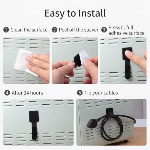 100 Pcs Cable Management Under Desk, Hook and Loop Cable Straps - Image 5