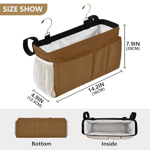 Brown Bedside Caddy Storage Bag Bedside Organizer for Bunk - Image 3