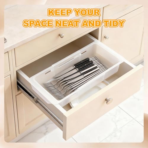 2 Pcs Deep Drawer Organizer Kitchen, Adjustable Sliding - Image 5