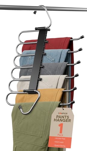 Black Space Saving Pants Hangers 1 Pack, 6 Layer Jeans - Image 2