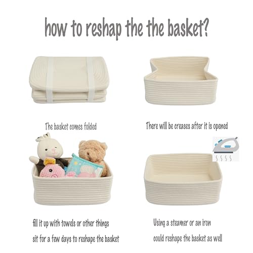 XUANGUO Small Woven Storage Baskets for Shelves, 12" x 8" x 5" - Image 8