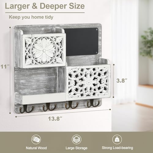 Mail Organizer Wall Mounted, 2 Slots Key Holder for Wall - Image 4