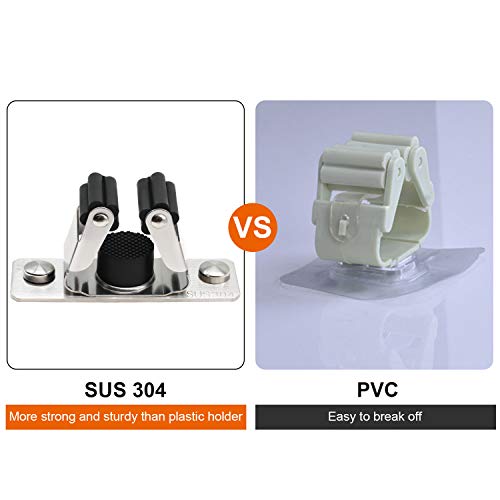 Mop and Broom Holder Wall Mount, 2PCS Heavy Duty Stainless Steel - Image 4