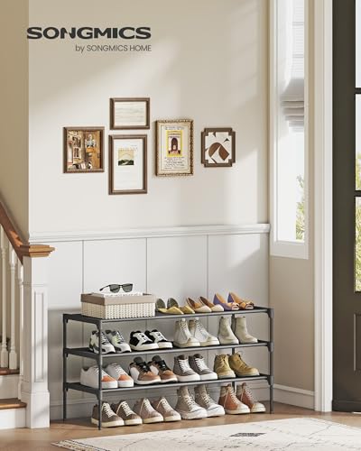 SONGMICS 3-Tier Shoe Rack, Space-Saving, Shoe Storage Organizer - Image 3