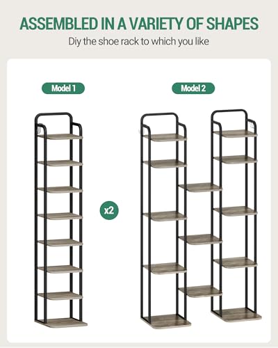 Hzuaneri 8 Tiers Vertical Shoe Rack, Tall Shoe Shelf with 2 Hooks - Image 6
