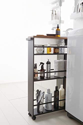 YAMAZAKI home Tower Rolling Slim Storage Cart With Handle Black - Image 3