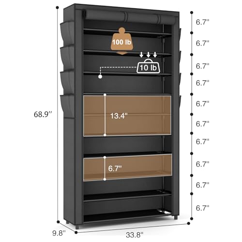 VTRIN Tall Shoe Rack with Cover, 10 Tier Shoe Organi | All Products - Image 4