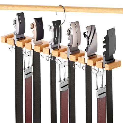 Cuipingoo Belt Hanger for Closet Max 42 Belts, 12+11 Storage (Wood Color) - Image 2