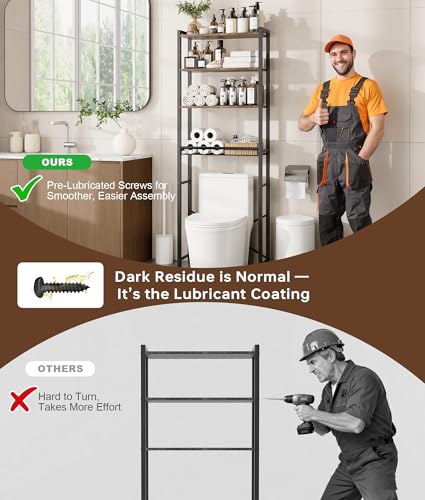 4-Tier Over-the-Toilet Storage Rack with One-Piece Wooden - Image 7