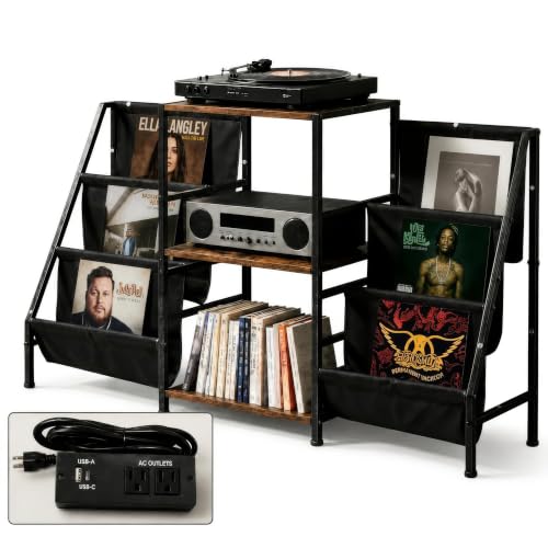 Record Player Stand with Storage, Vinyl Record Holder - Image 2