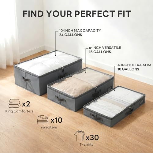 10" High Capacity Under Bed Storage Bins (3-Pack, Charcoal Grey) - Image 7