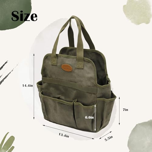 Waxed Canvas Utility Tote Bag, Large Capacity Multi-Pocket - Image 4