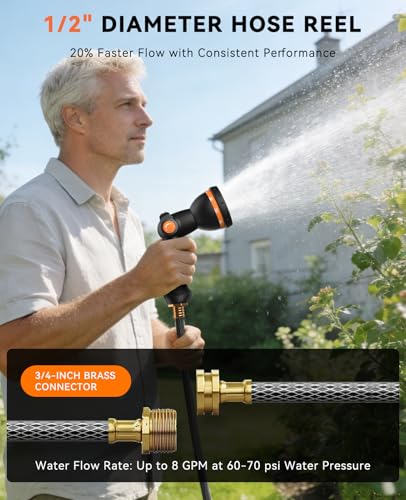 SUNPOW Retractable Garden Hose Reel - 1/2" x 150ft Wall Mounted - Image 4