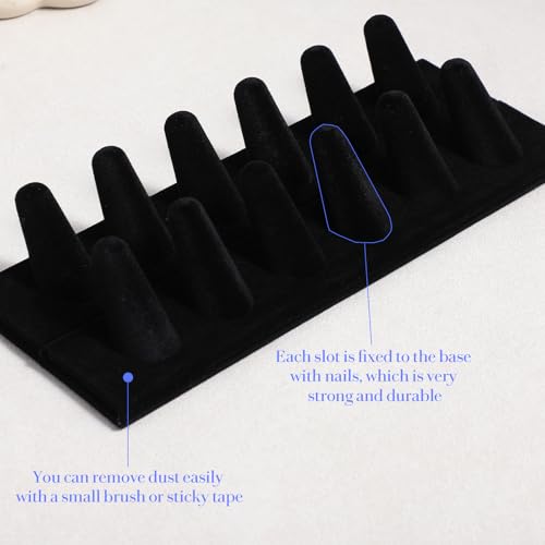3 Pack Black Velvet Ring Display Stand, Double Row Jewelry Ring - Image 6