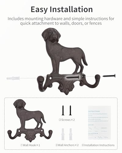 Cast Iron Dog Wall Hooks for Hanging, Heavy Duty Dog Leash - Image 4
