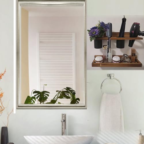 Hair Tool Organizer Wall Mount Holder, 2 Layer Rustic Blow - Image 5