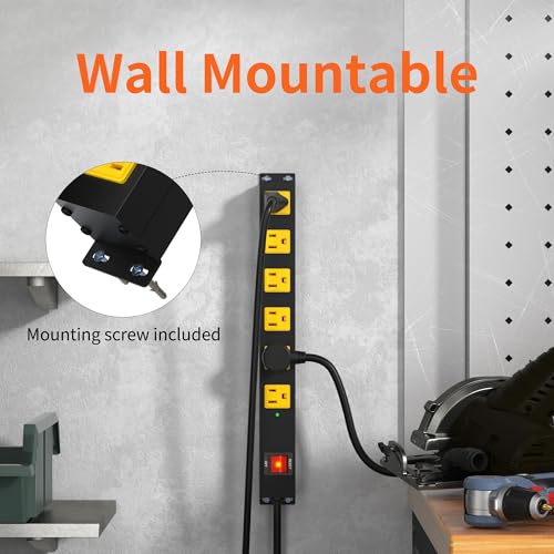 Heavy Duty 6 Outlet Metal Long Power Strip, 2700J Surge Protector - Image 4
