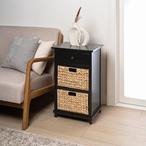 happimess Malibu 26" Acacia Wood Storage Nightstand with Drawer - Image 3