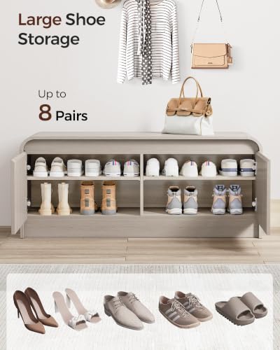 Modern Curved Entryway Shoe Storage Bench - Image 4