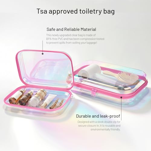 Clear Hard Shell Zipper Organizer Cases, 2 Pack, Iridescent - Image 5