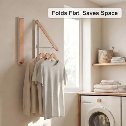 White Foldable Wall Mounted Clothes Drying Rack,Laundry Hanger - Image 3