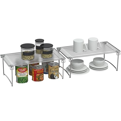 Deco Brothers Stackable Cabinet Shelf Organizer, 2 Pack, Chrome - Image 3