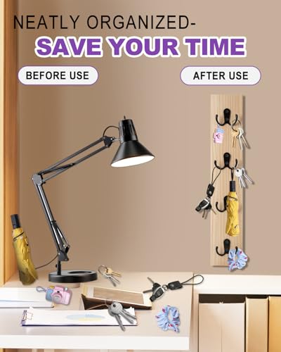 UCEC Vertical Wooden Key Rack with Hooks, Space-Saving Entry Wall - Image 7