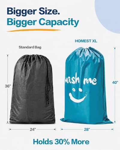 HOMEST 2 Pack XL Laundry Bag 28" x 40", Extra Large Dirty Clothes - Image 3