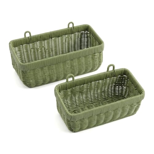 Wicker-Style Hanging Baskets, Wall Mounted Storage Organizer - Image 2