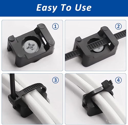 Cable Zip Tie Mounts Kit - 60 Set Wire Cable Clips | Cable Management - Image 5