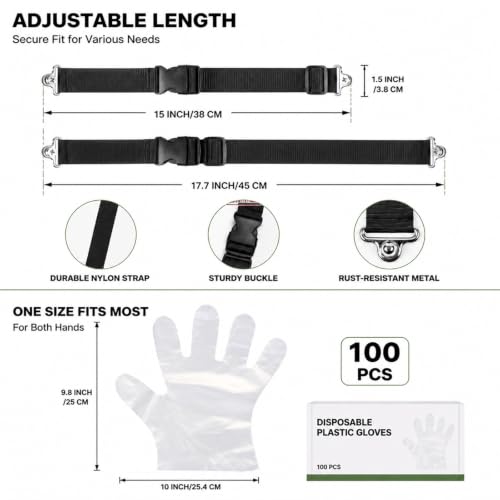 Trash Bag Securing Strap And Gloves Kit - Trash Can Lid Strap - Image 3
